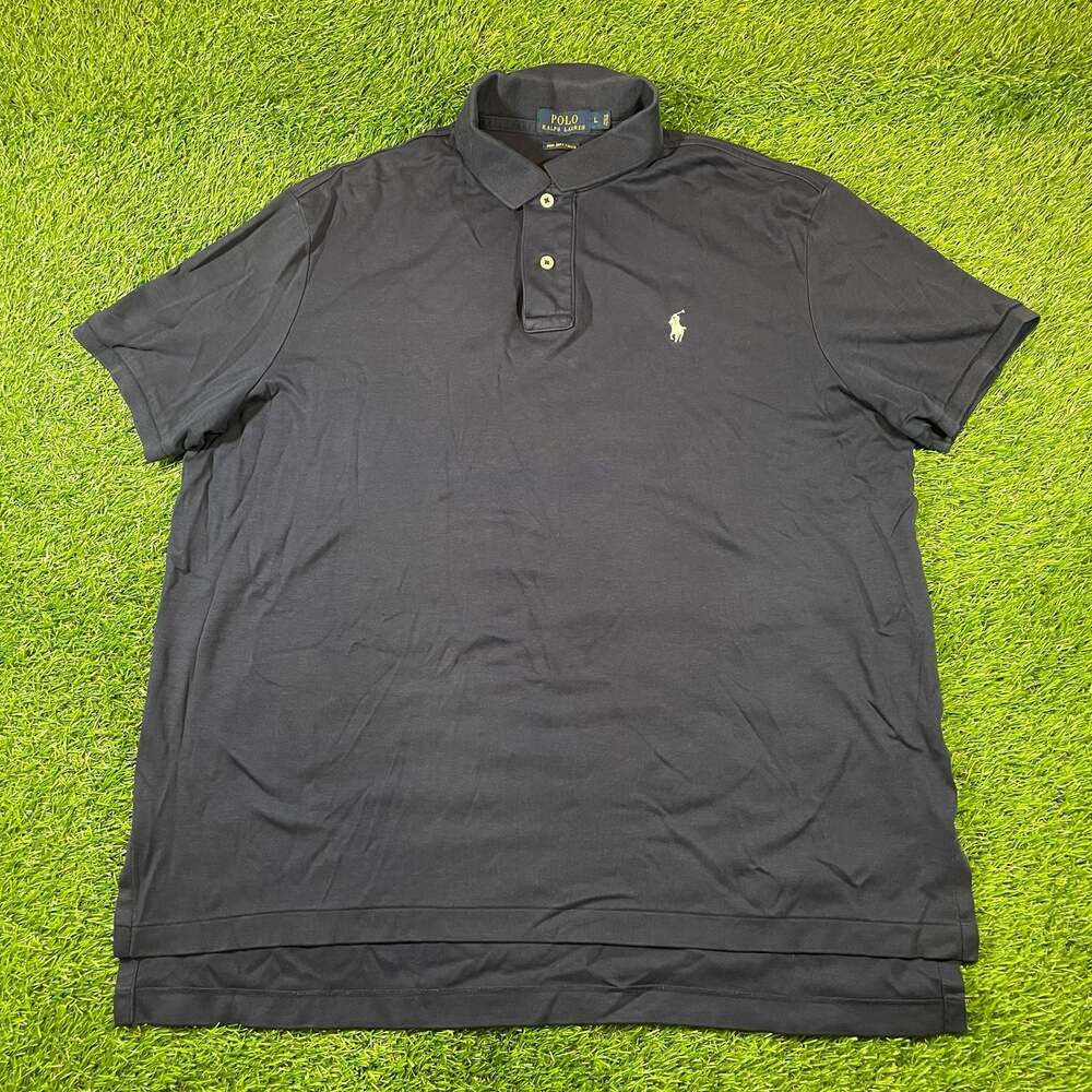 Polo Ralph Lauren Mens Black Pima Soft Touch Classic Fit Polo Shirt Size L